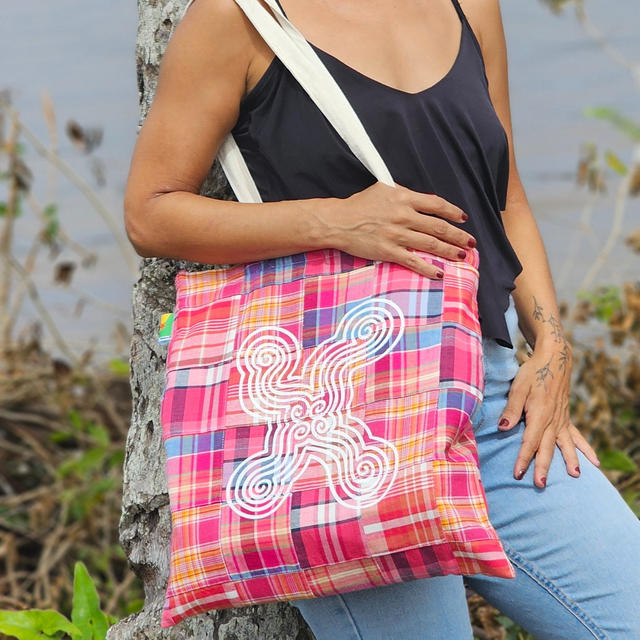 Tote bag MIRELLA madras dessin amérindien thème la danse