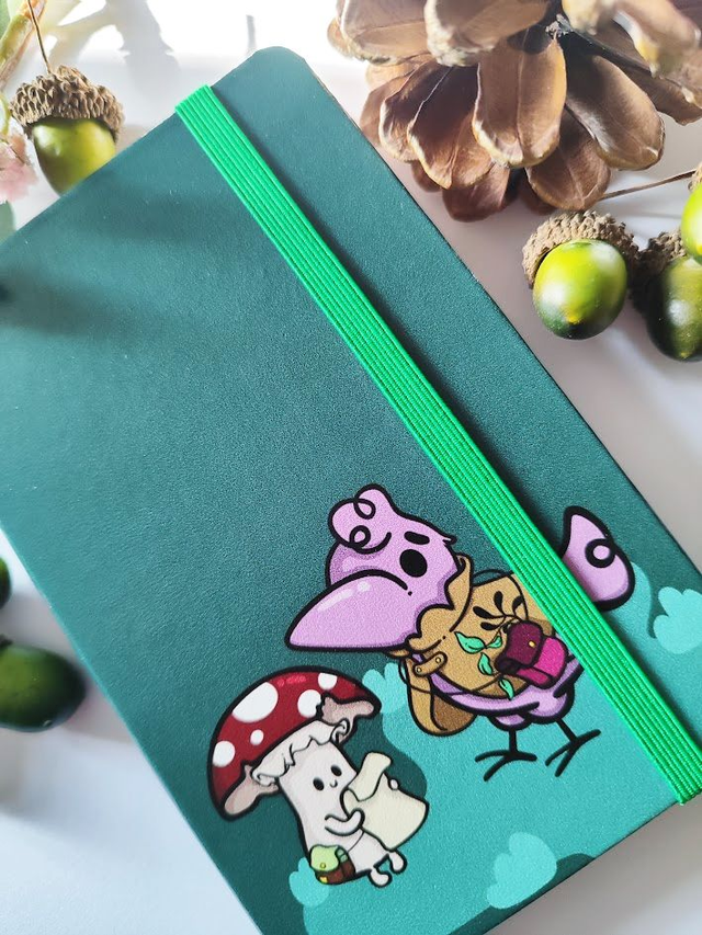 Crow and Mushroom Adventurers A6 Plain Notebook