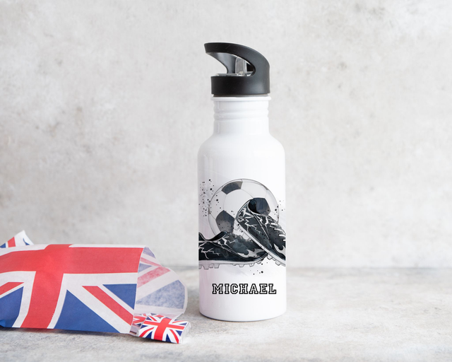 Persoanlised Football And Boots Water Bottle