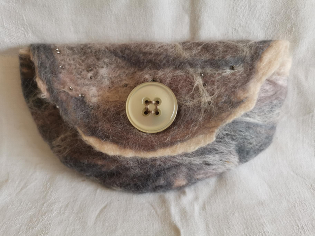 Grey felted clutch bag