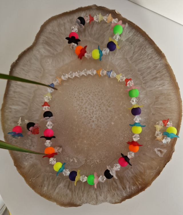 Parure Bijoux Petite Fille 4 Pieces Perles Fleurs Multicolore Flashy