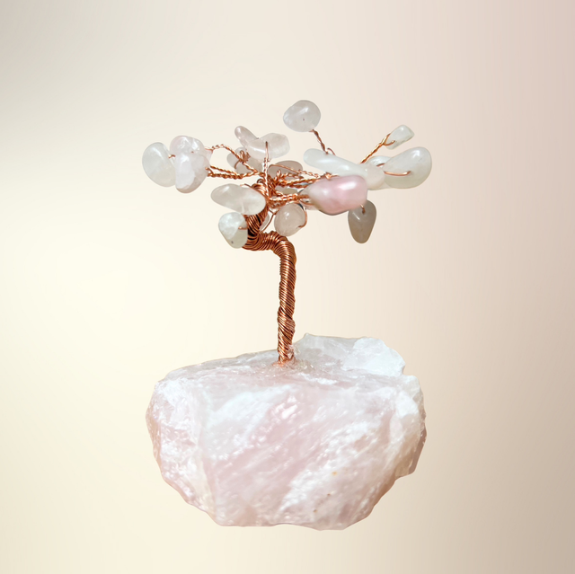 Rosakvarts - Stentræ m/ rosakvartsbund