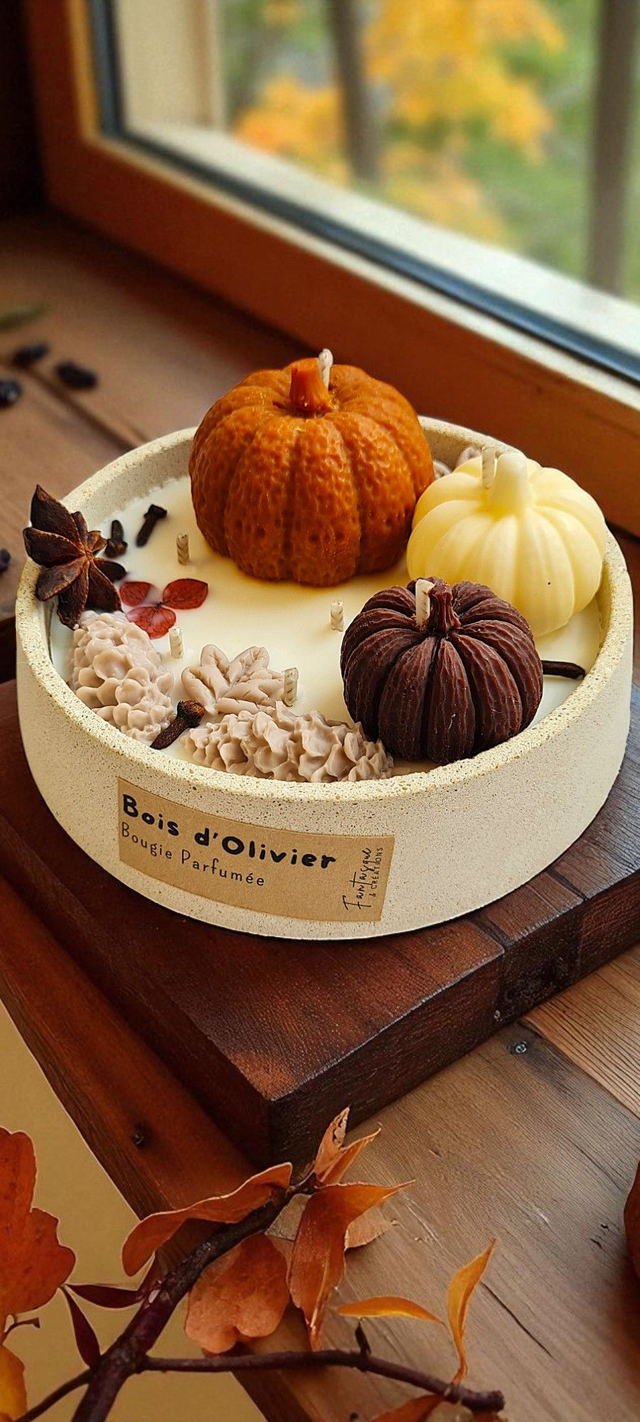 🍂 Composition Bougie Parfumée Bois d’Olivier - Moyen Format