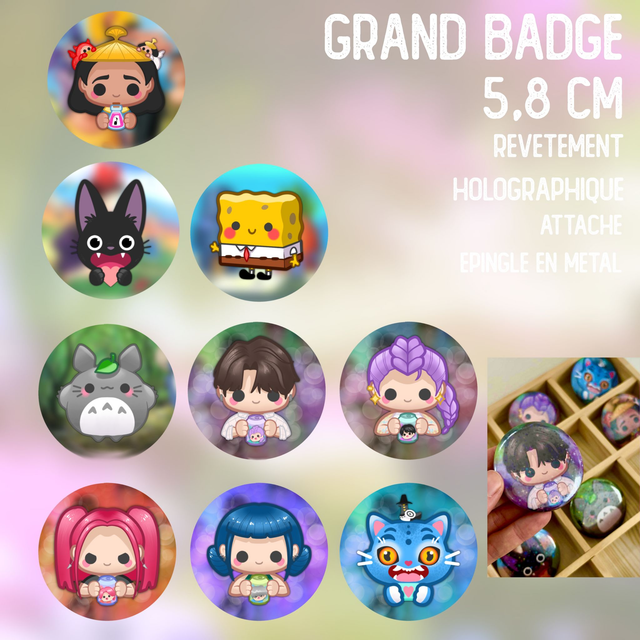 Grand badges holographique