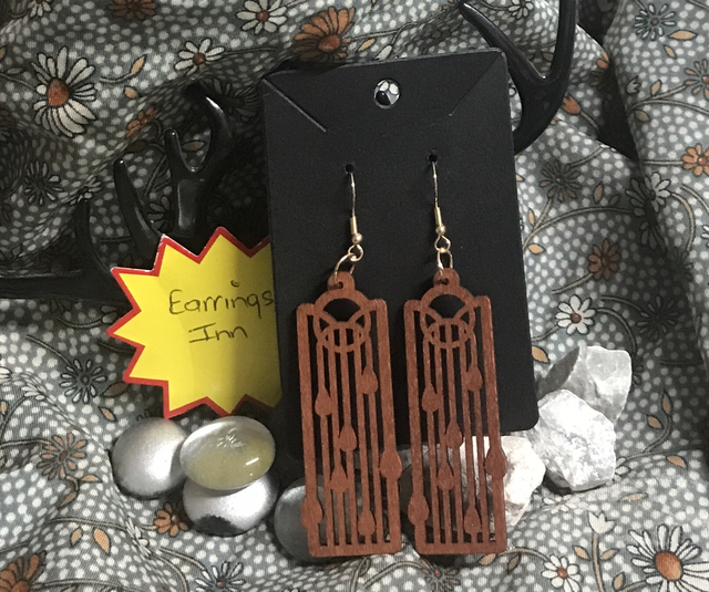 Brown Wood Dangling Earrings-SWDE72