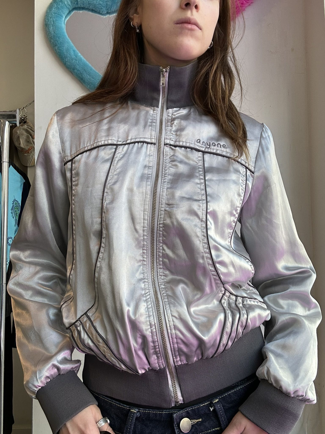 thin silver and grey jacket