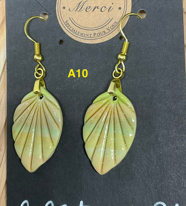 Boucles d’oreilles pendantes en pâte polymère,résine UV dorées ou argentées en acier inoxydable 