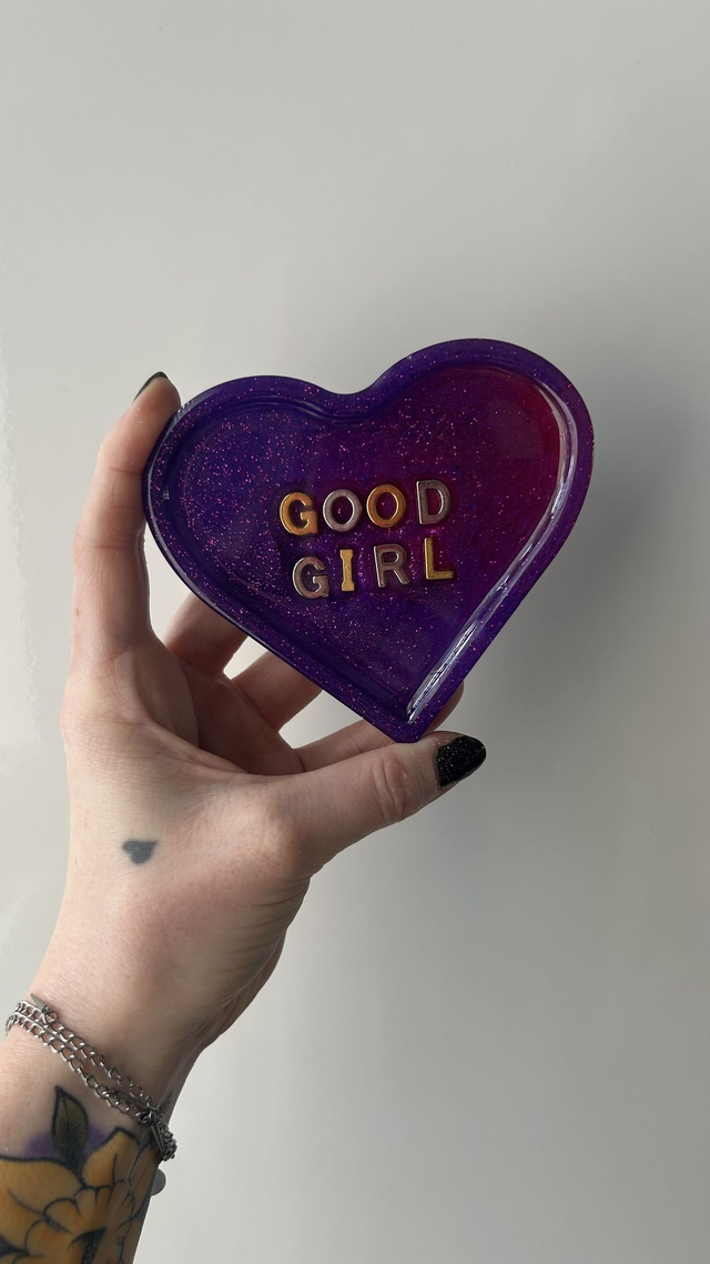 Trinket Tray Heart Shaped - Naughty, Spicy, Funny Slogan Trinket Trays or Coasters - Various Designs & Custom