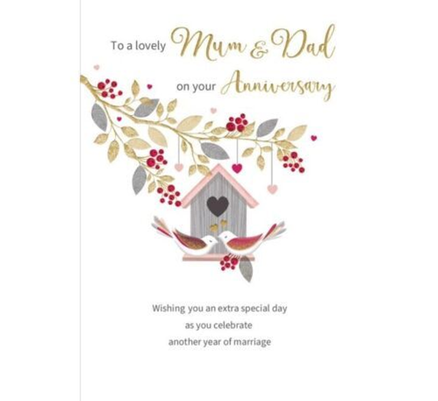 Anniversary Mum and Dad Card 9" x 6" The most wonderful Mum and Dad