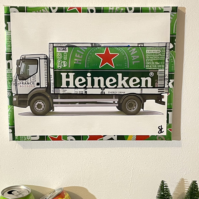 Tableau réalisé avec des canettes recyclées 