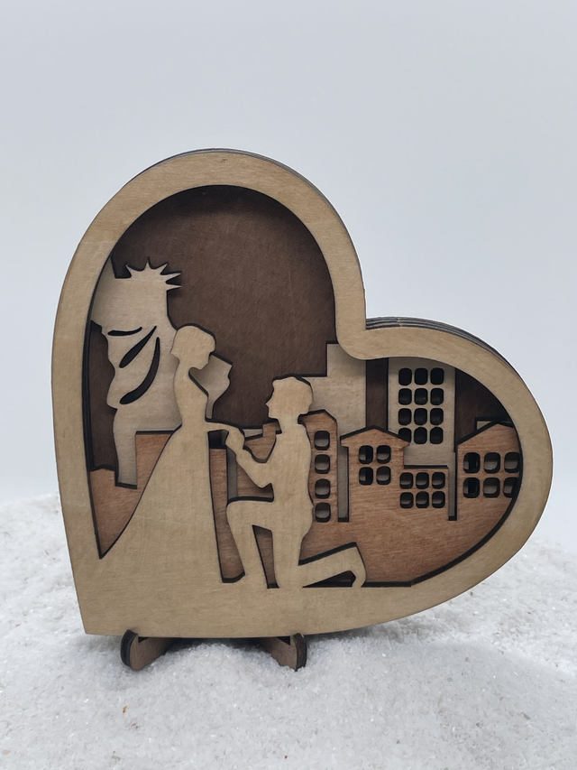 Coeur couple 3d 4 couches Demande en mariage et USA