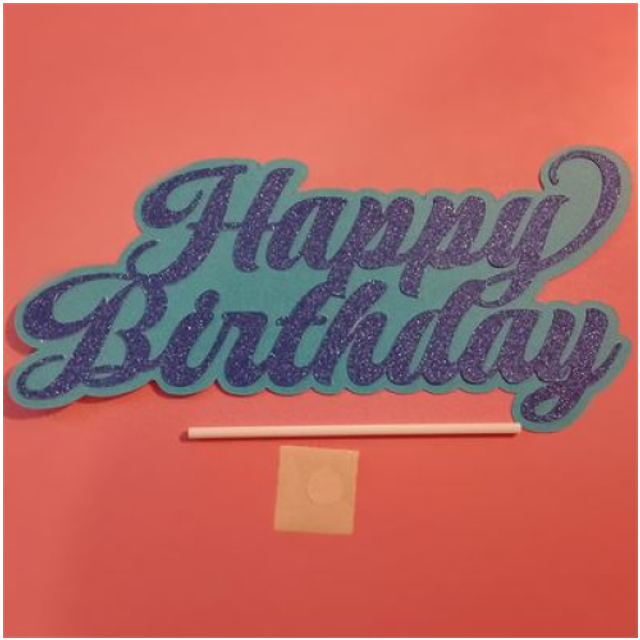 Large Layered Happy Birthday Cake Topper Glitter Or Coloured Card Decorations for Celebrations