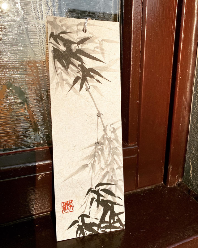 Hand painted original bamboo bookmark