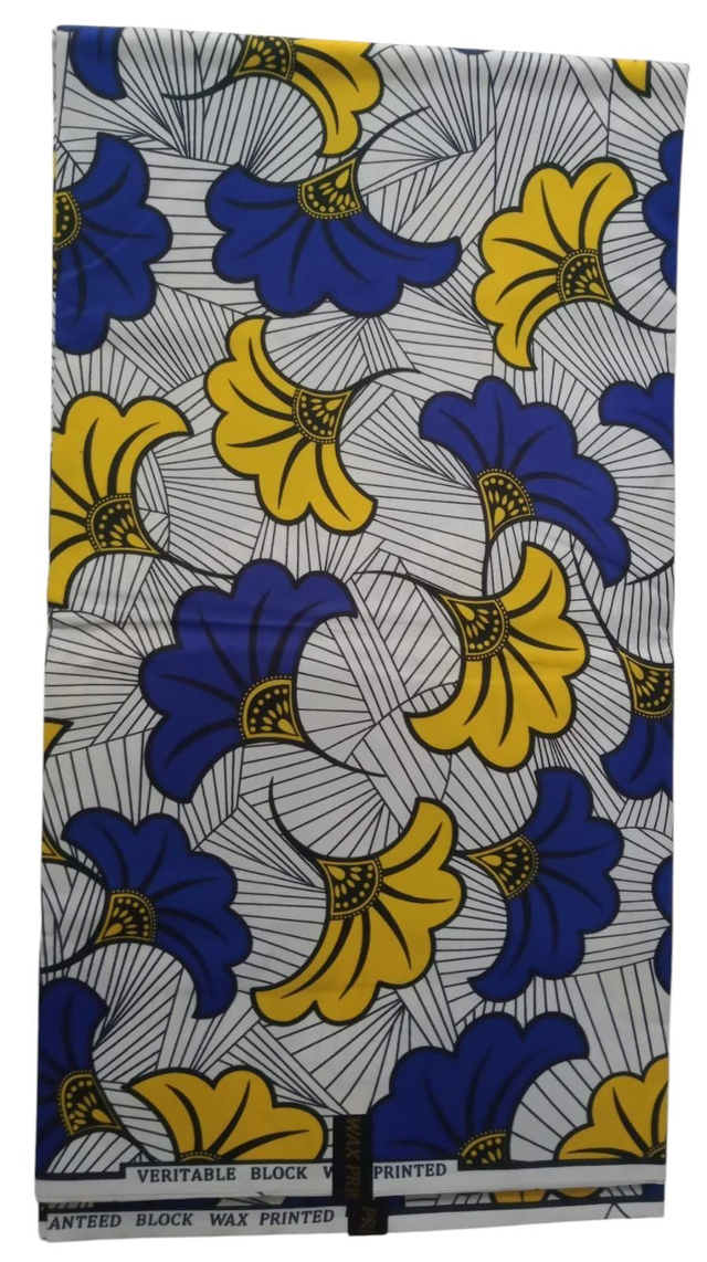 "Fleur de Mariage" Tissu Wax Africain – 6 Yards (≈ 5,48 m) – Qualité Supérieure