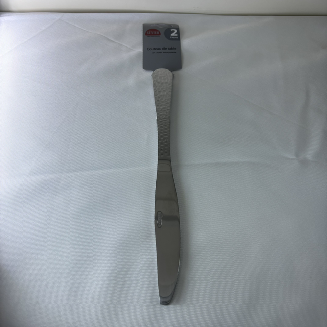 Couteau de table martelé par 2 - acier inoxydable 