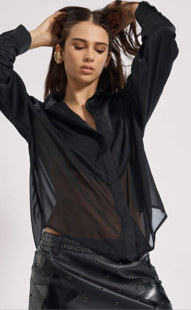 Black Sheer Tuxedo Shirt