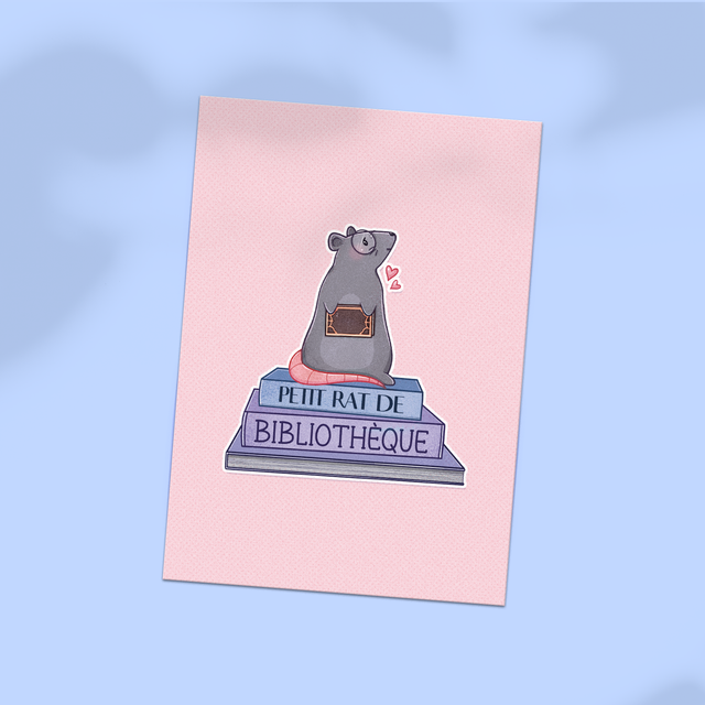 🆕 Carte postale A6 RAT DE BIBLIOTHÈQUE
