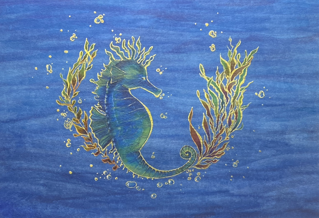 Hippocampe, œuvre originale mix media