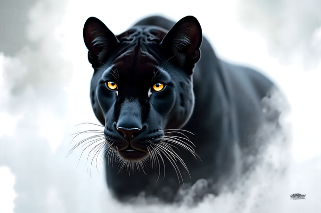 Tableau Panthère Noire Sortant du Brouillard – Une Œuvre Mystérieuse et Élégante pour Sublimer Votre Intérieur