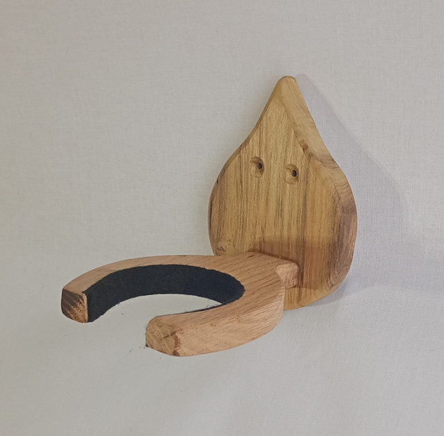 Support guitare mural - Embase Acacia (9x13cm) - Accroche Chêne (12x9cm) - Feutrine de protection 