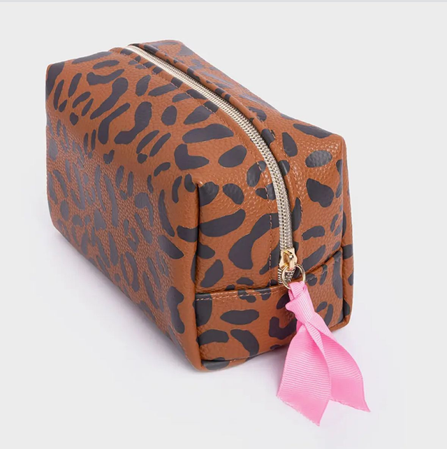 Tan Leopard Cosmetic Bag