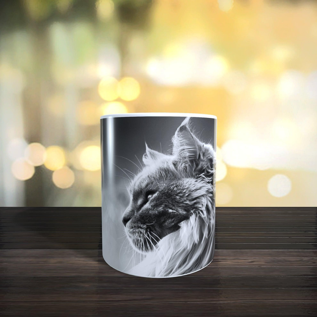Mug chat en noir et blanc 