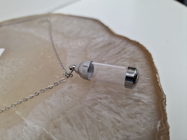 Collier Urne Funéraire Crémation Cendres Cheveux En Acier