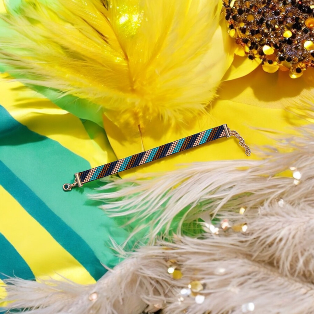 Bracelet tons bleu et marron