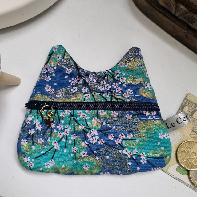 Porte-monnaie/cartes Chat "Akina" bleu turquoise