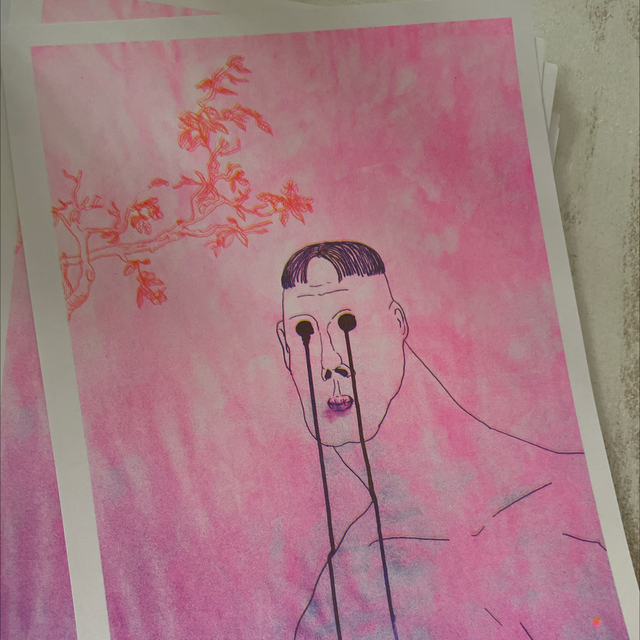 Pink Ink Tears Lea Poster/Print