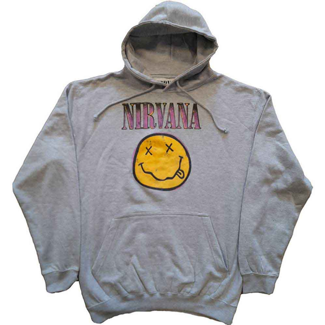 NIRVANA UNISEX PULLOVER HOODIE: XEROX HAPPY FACE PINK