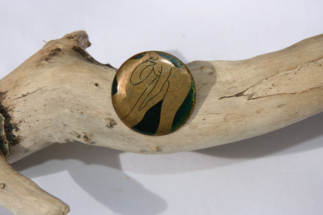 Broche Vert foncé transparent et doré