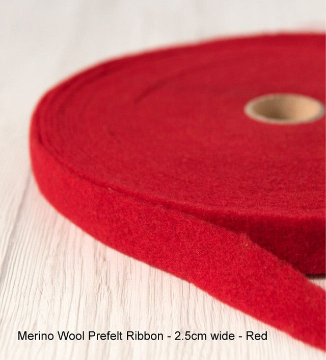 Pre Felt Ribbon - Extra Fine Merino Wool - Pink and Red - 2.5cm wide