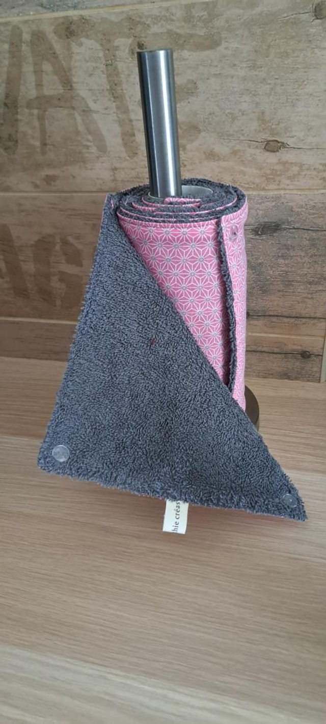 Essuie tout lavable en rouleau 8 feuilles saki rose