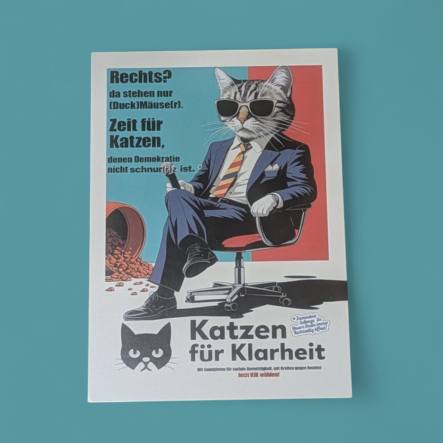 Postkarte: "Katzen für Klarheit"
