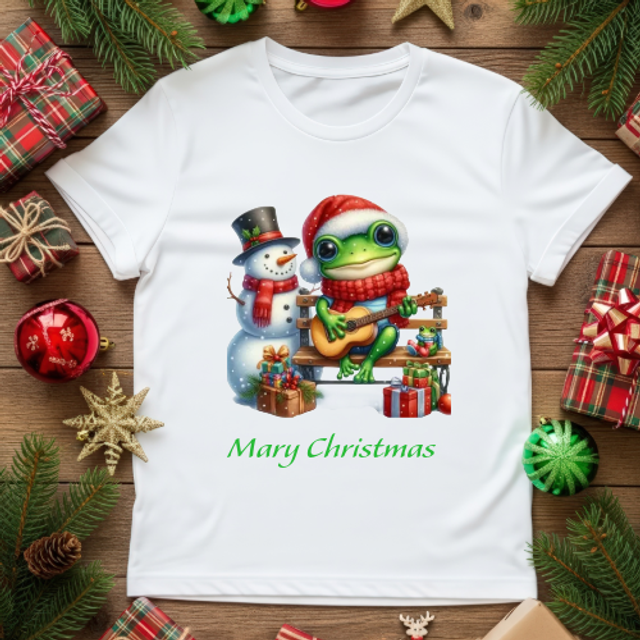 Christmas frog DTF printed T-shirt