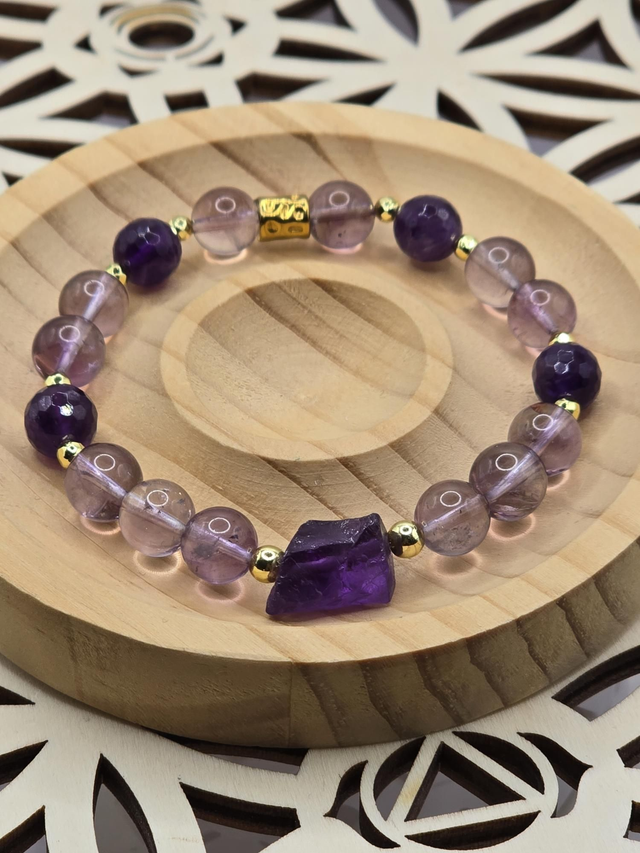 Bracelet Améthyste claire et foncée 0,8 cm 