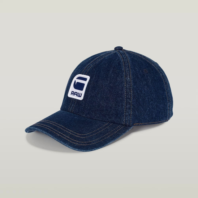 94820126 - Cappello 6 pannelli in denim rigido con logo G-Star e visiera curva-