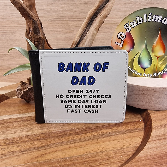 Customisable “Bank Of Dad” Faux Leather Wallet – Personalised Gift for Father’s Day & Birthdays