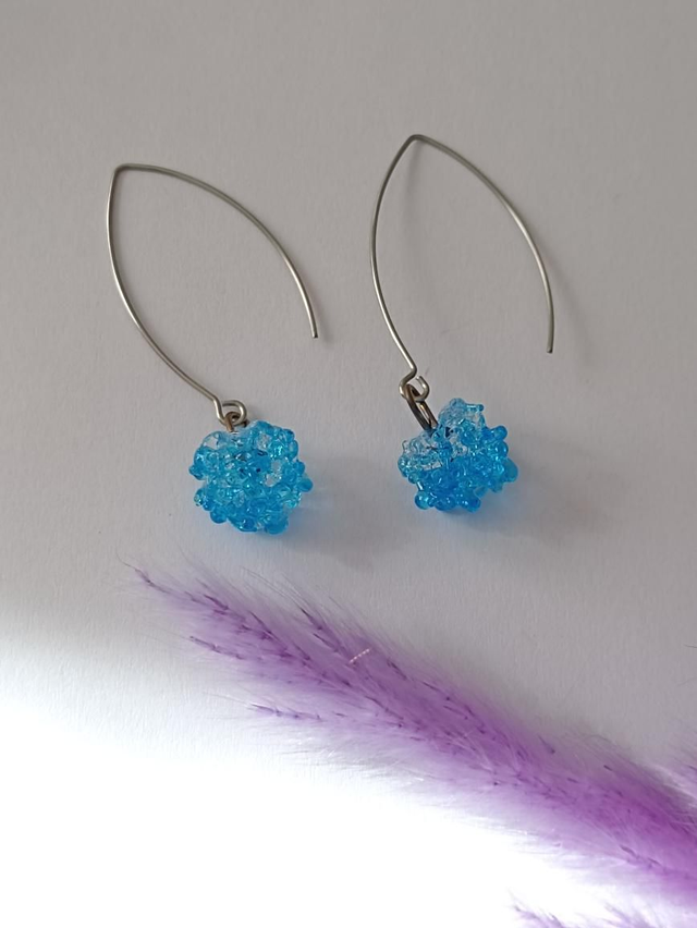 Boucles d&#039;oreilles en verre turquoise 