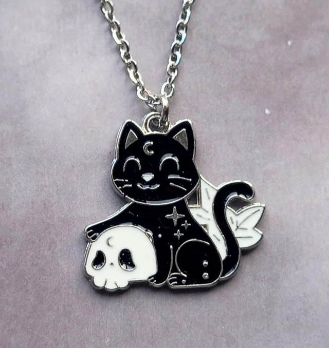 Cat and Skull Necklace 