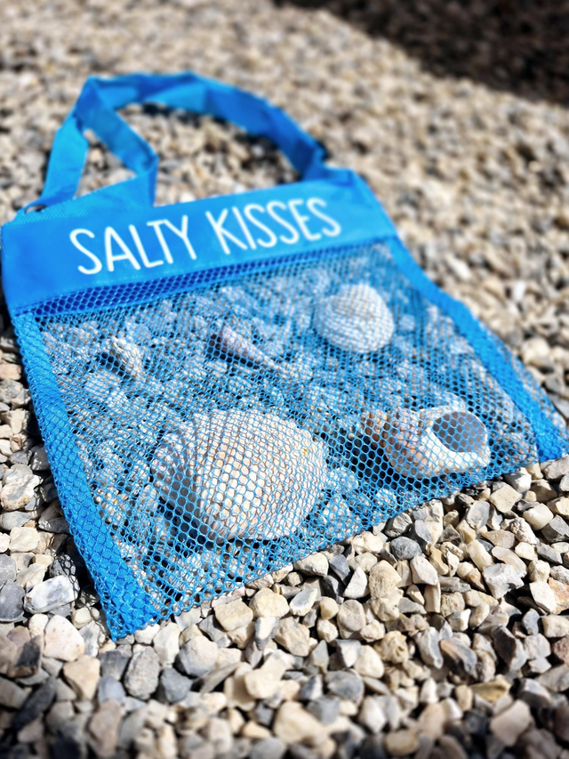 Blue Mesh Beach Bag