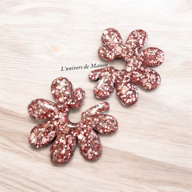 Boucles d&#039;oreilles &quot; Julia &quot;  en résine et paillettes pour femme, tendance 