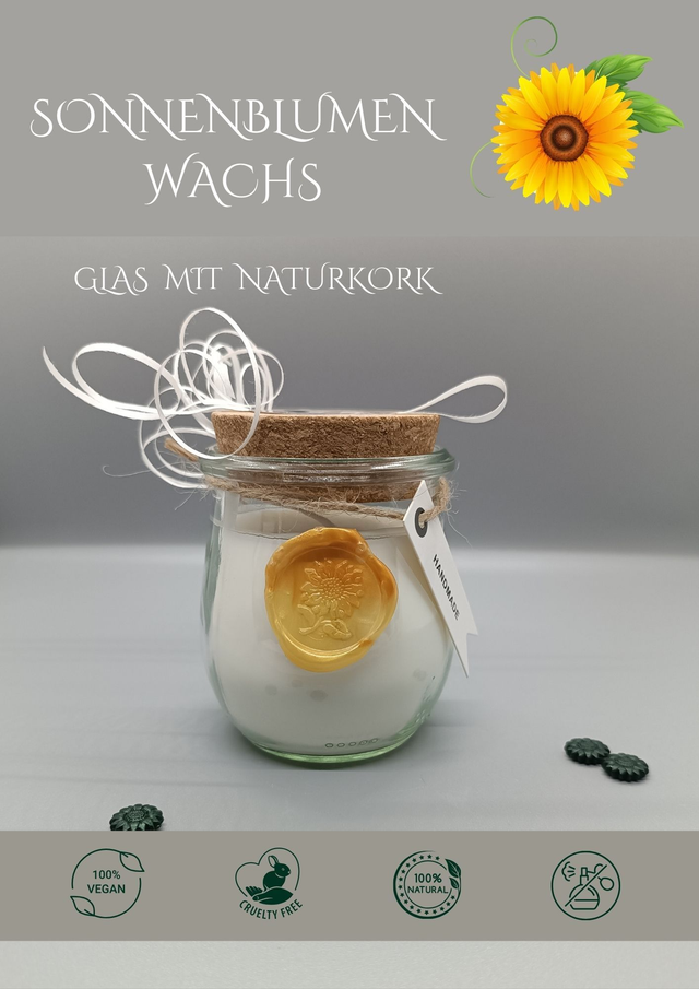 Sonnenblumenwachs Kerze Glas/Gr. M