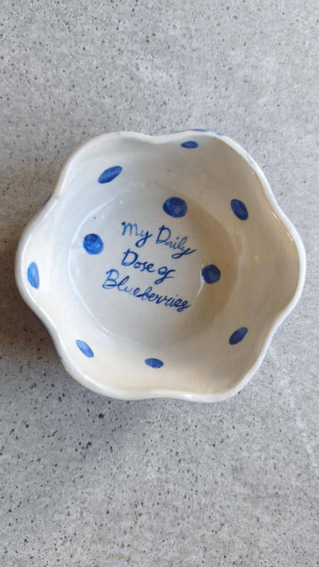 Handcrafted Ceramic Blueberry Bowl – "My Daily Dose of Blueberries"