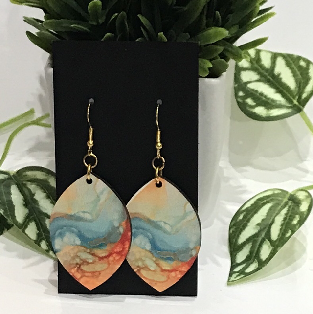 Wood Mix Coloured Dangling Earrings- MSDE57
