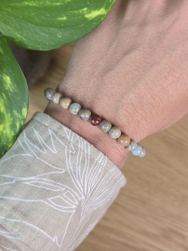 Jaspe bleu - Bracelet avec perles de 6 mm