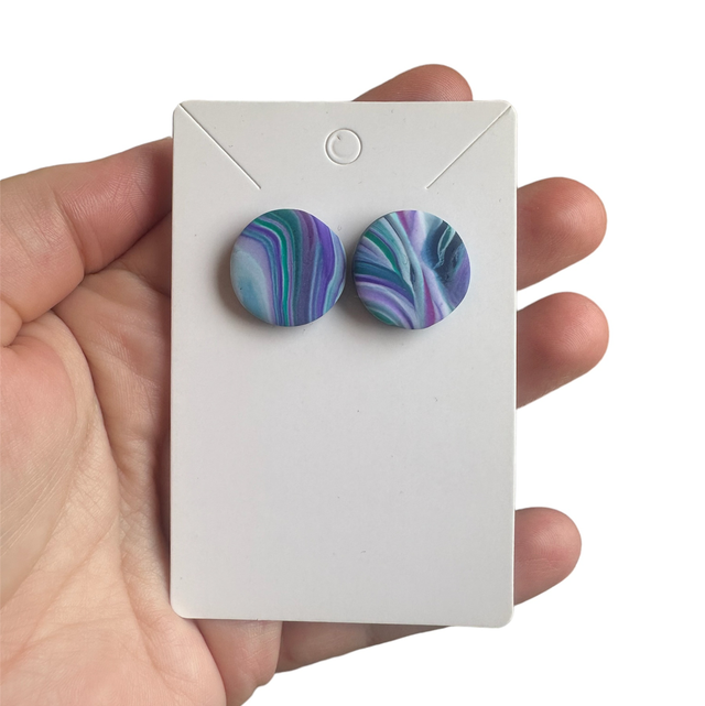 Polymer Clay Stud Earring - Purple Stripe 2