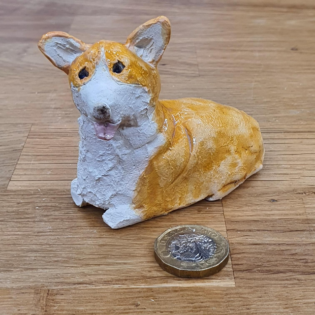 Corgi dog sculpture / cane topper