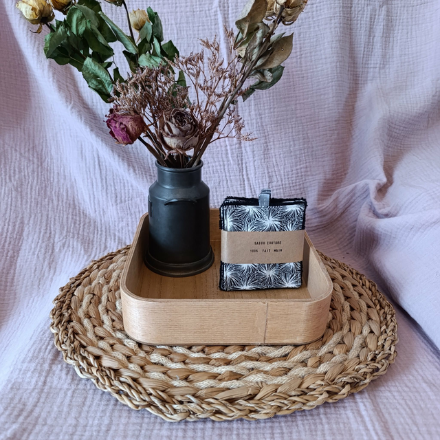 5 Cotons Lavables Tourbillons Noir